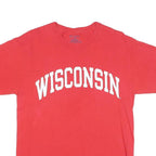 CHAMPION Mens Red Wisconsin Graphic T-Shirt M Short Sleeve Crew Neck Cotton