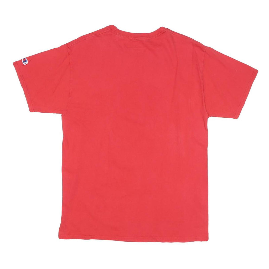 CHAMPION Mens Red Wisconsin Graphic T-Shirt M Short Sleeve Crew Neck Cotton