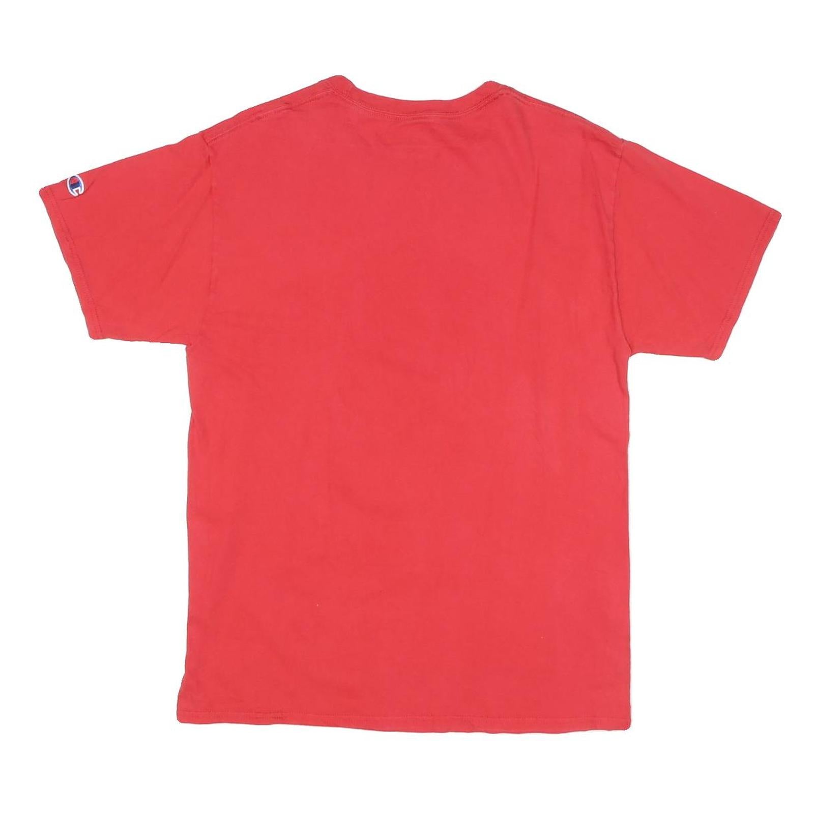 CHAMPION Mens Red Wisconsin Graphic T-Shirt M Short Sleeve Crew Neck Cotton