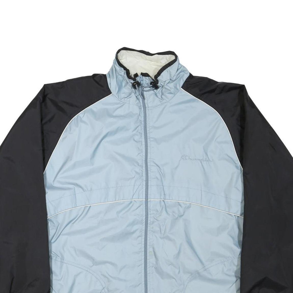 CHAMPION Womens Blue & Black Lightweight Nylon Track Jacket L Zip Plain