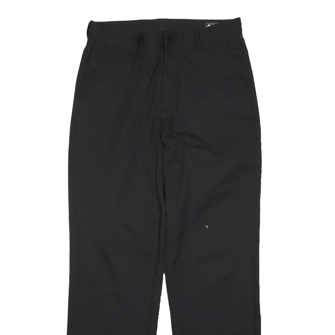 ADIDAS Mens Polyester Black Regular Fit Straight Leg Trousers W32 L31 Sporty