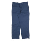 DICKIES Mens Cotton Blend Navy Regular Straight Trousers W36 L30 Workwear Zip