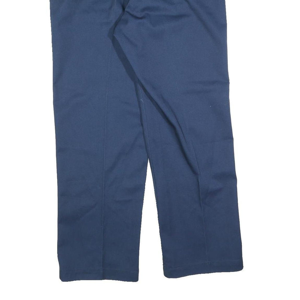 DICKIES Mens Cotton Blend Navy Regular Straight Trousers W36 L30 Workwear Zip