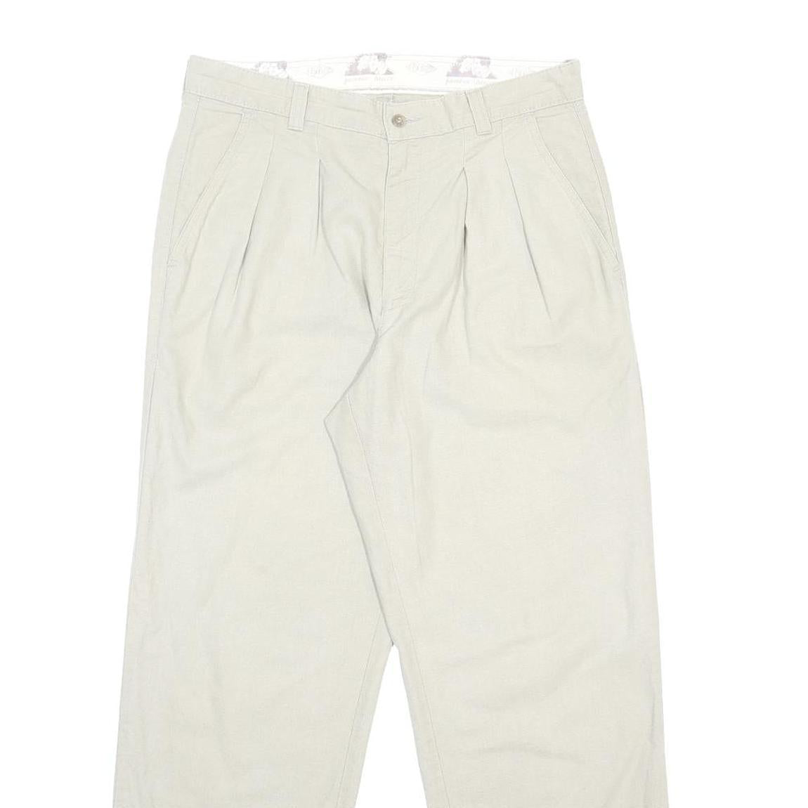 LEE COOPER Mens Cotton Blend Beige Relaxed Straight Trousers W32 L30 Classic Zip