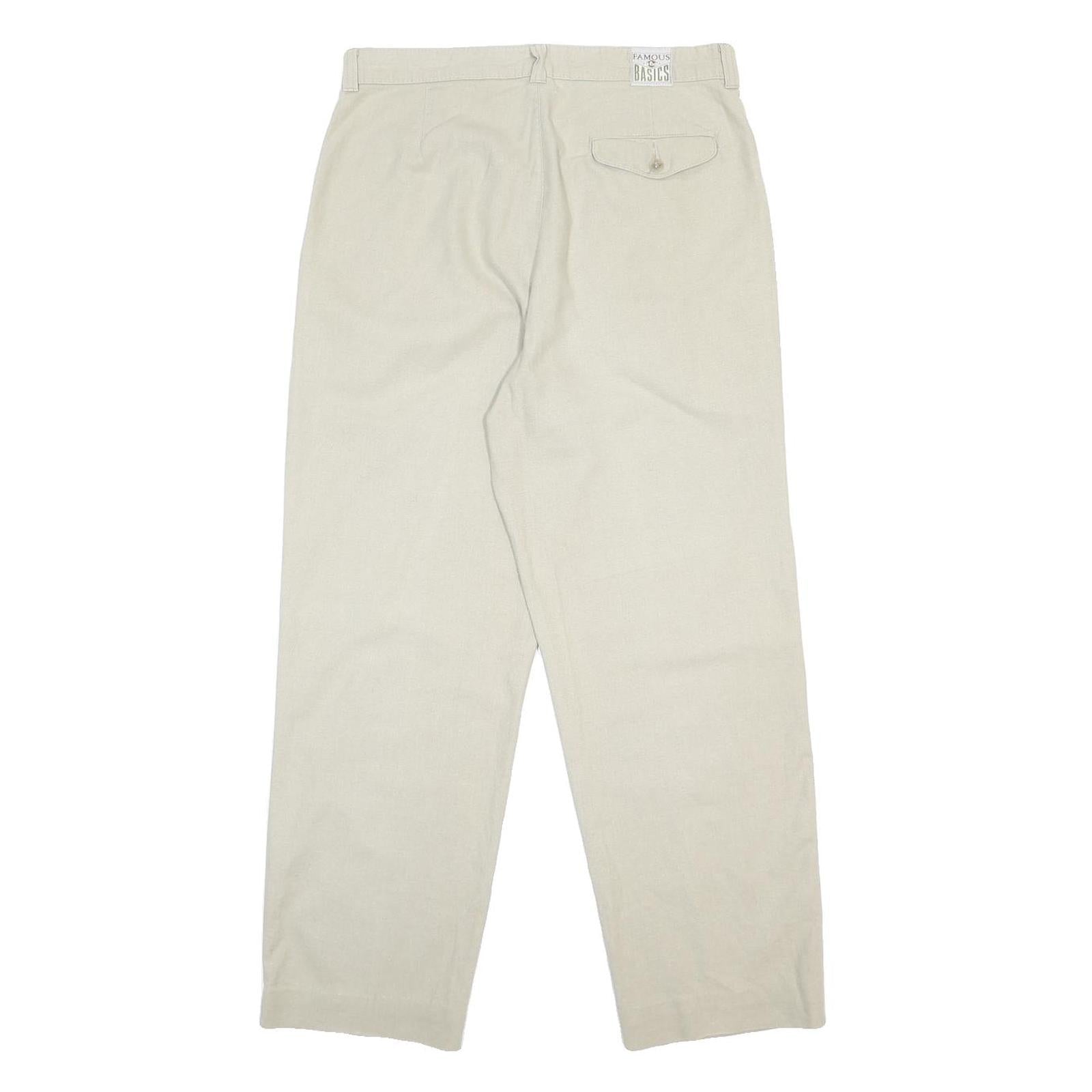 LEE COOPER Mens Cotton Blend Beige Relaxed Straight Trousers W32 L30 Classic Zip