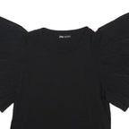 ZARA Womens Black Puff Sleeve Cotton Top M Casual Stylish Comfortable