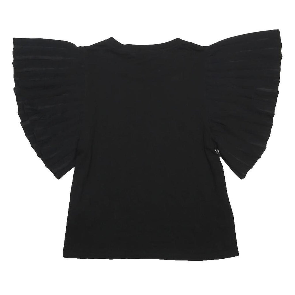 ZARA Womens Black Puff Sleeve Cotton Top M Casual Stylish Comfortable