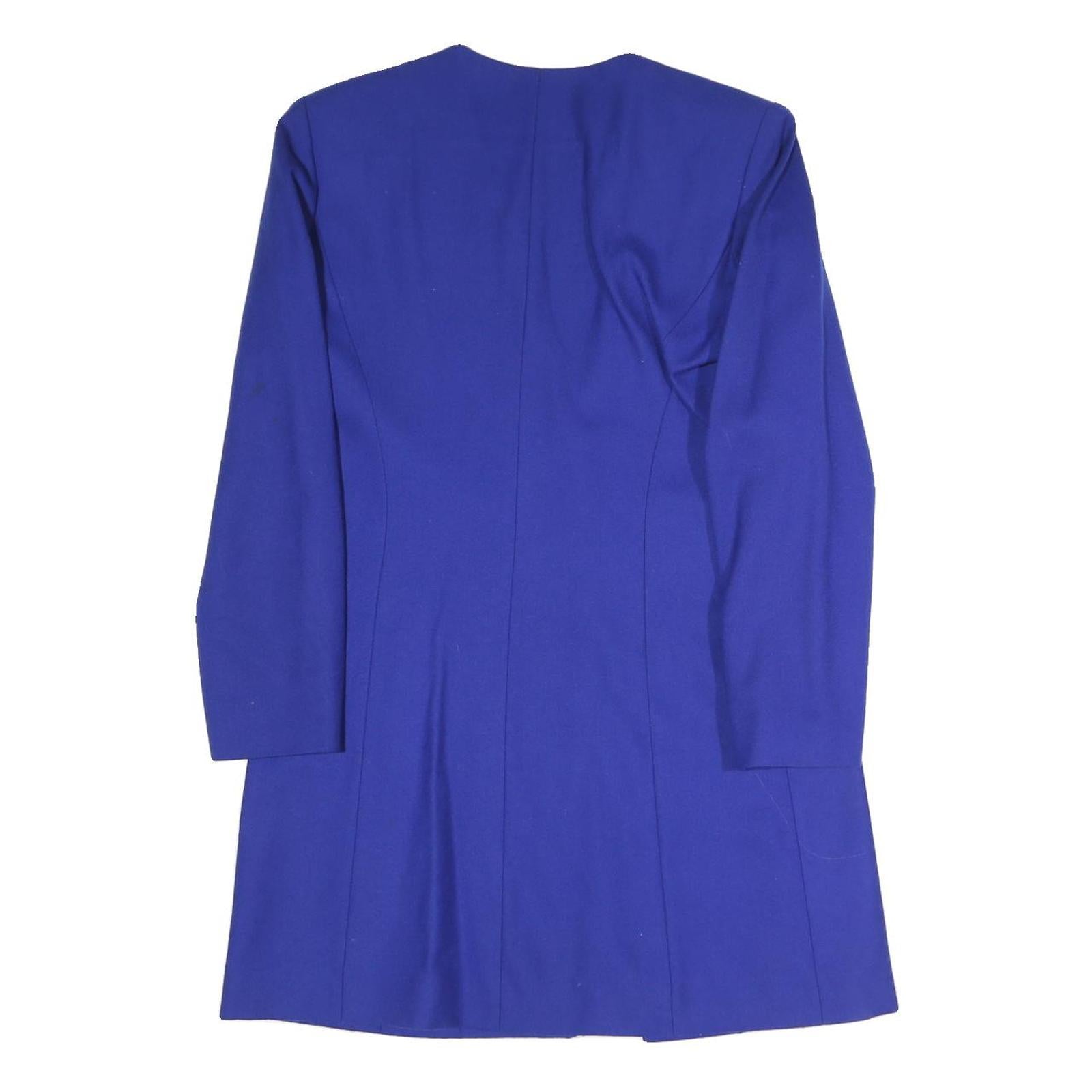 ALOUETTE PARIS Womens Blue Button Jacket S Polyester Blend Plain Elegant