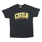 GILDAN Mens Black & Yellow CSULB Cal State Long Beach Graphic T-Shirt L Short
