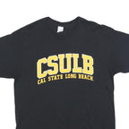 GILDAN Mens Black & Yellow CSULB Cal State Long Beach Graphic T-Shirt L Short