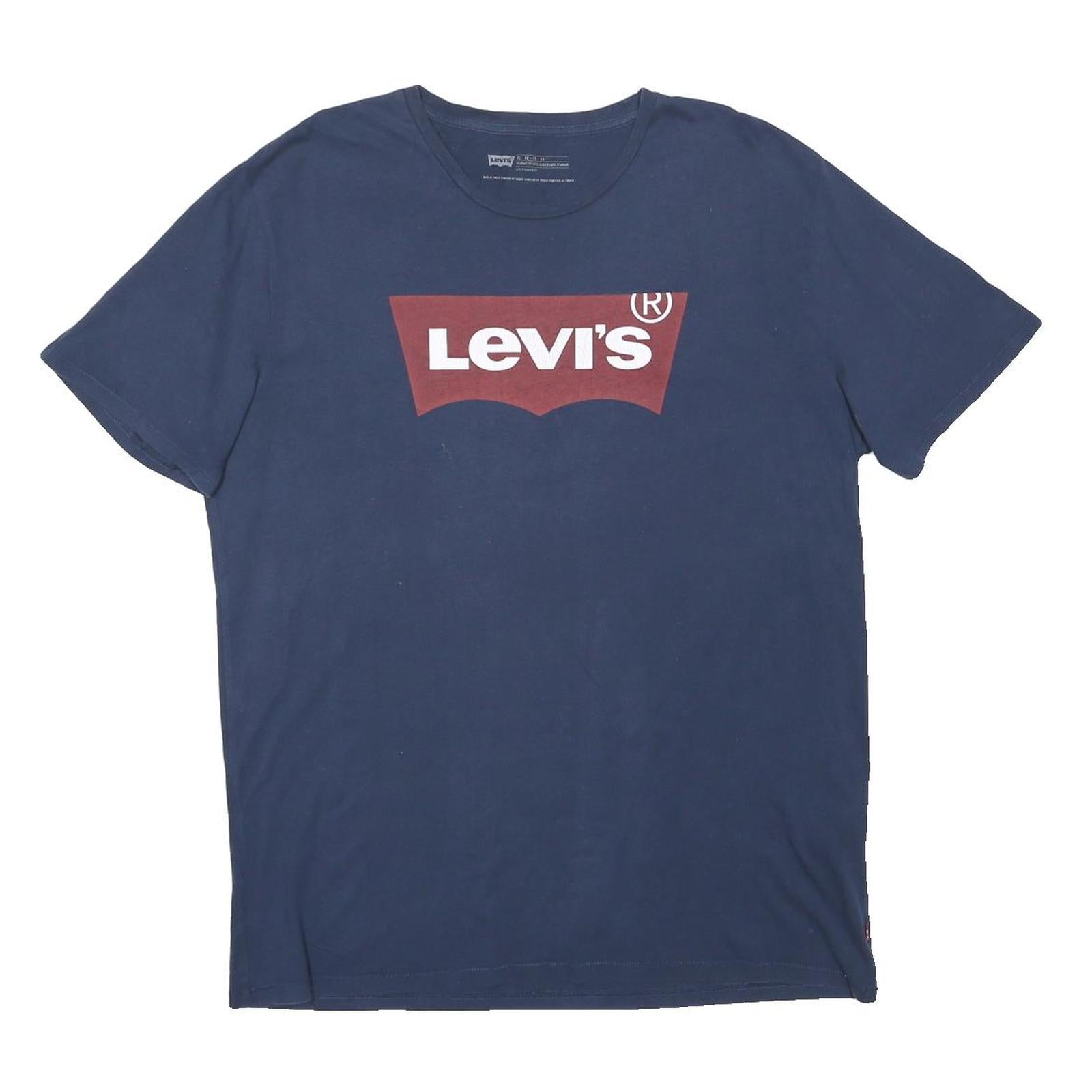 LEVI'S Mens Navy Blue Graphic T-Shirt XL Short Sleeve Crew Neck Cotton Blend