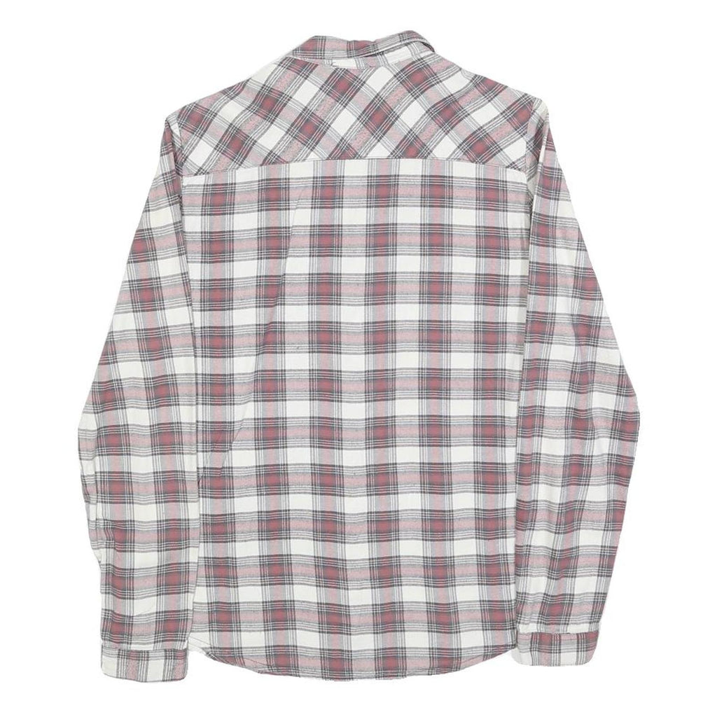 PULL & BEAR Womens White & Red Checked Shirt S Lightweight Cotton Blend Casual