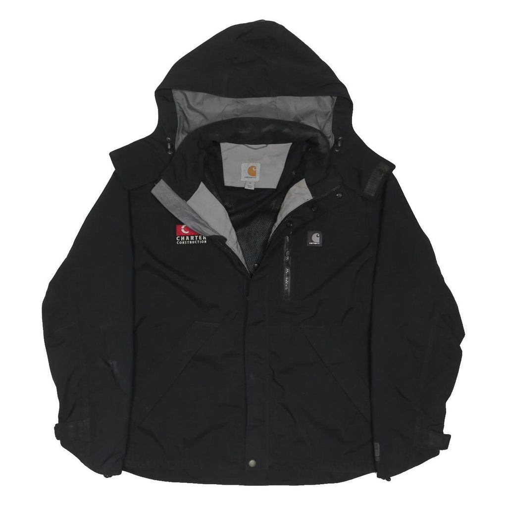 CARHARTT Mens Black Outdoor Jacket M Polyester Blend Zip Hooded Casual Workwear