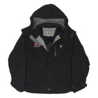 CARHARTT Mens Black Outdoor Jacket M Polyester Blend Zip Hooded Casual Workwear