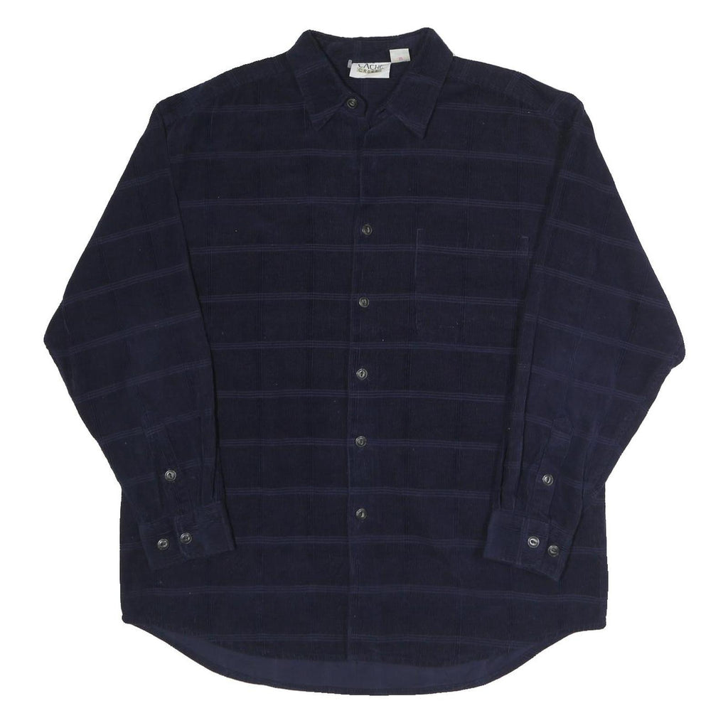 CACHE CREEK Mens Blue Plain Cotton Shirt L Long Sleeve Button Collar