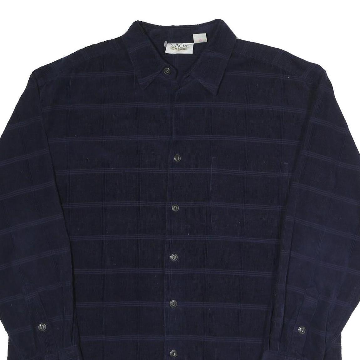 CACHE CREEK Mens Blue Plain Cotton Shirt L Long Sleeve Button Collar