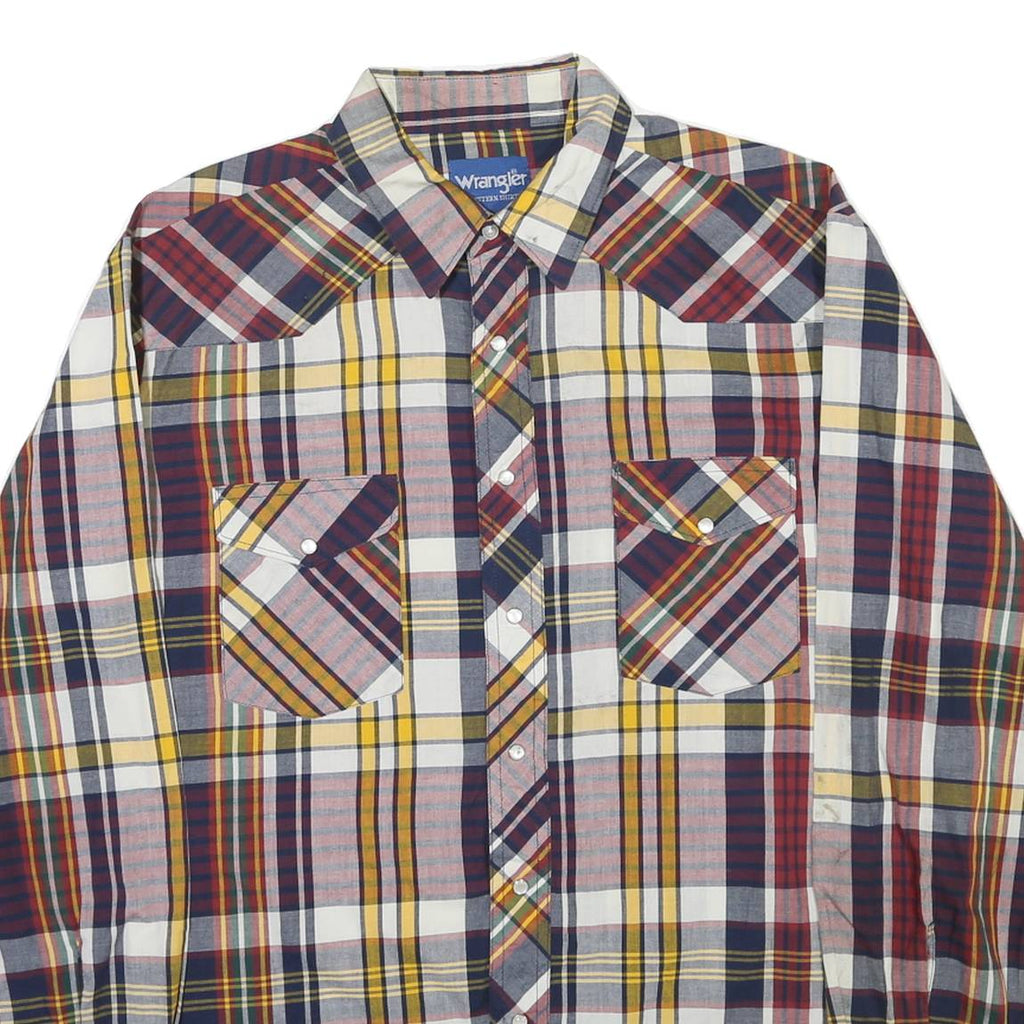 WRANGLER Mens White & Yellow Plaid Shirt M Classic Cotton Blend Long Sleeve
