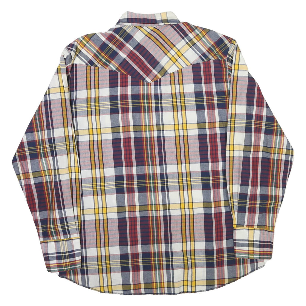 WRANGLER Mens White & Yellow Plaid Shirt M Classic Cotton Blend Long Sleeve