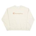 CHAMPION Womens Cream Cotton Blend Crew Neck XL Logo Sweatshirt