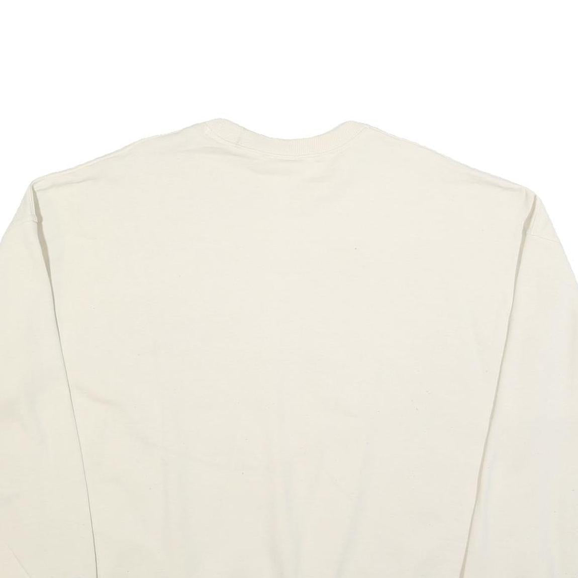 CHAMPION Womens Cream Cotton Blend Crew Neck XL Logo Sweatshirt