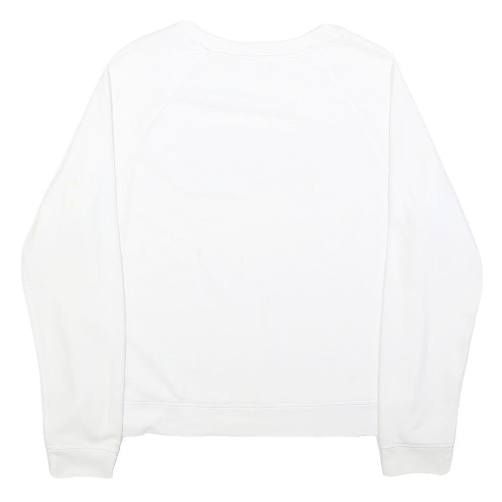 LEVI'S Womens White Cotton Blend Crew Neck Sweatshirt L Logo Print Casual