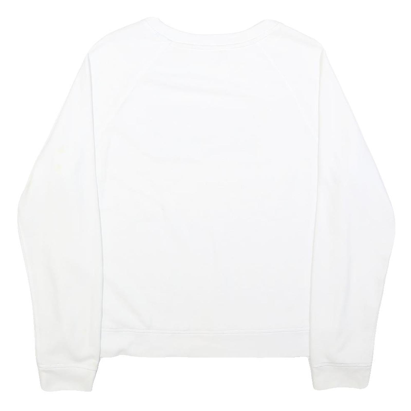 LEVI'S Womens White Cotton Blend Crew Neck Sweatshirt L Logo Print Casual