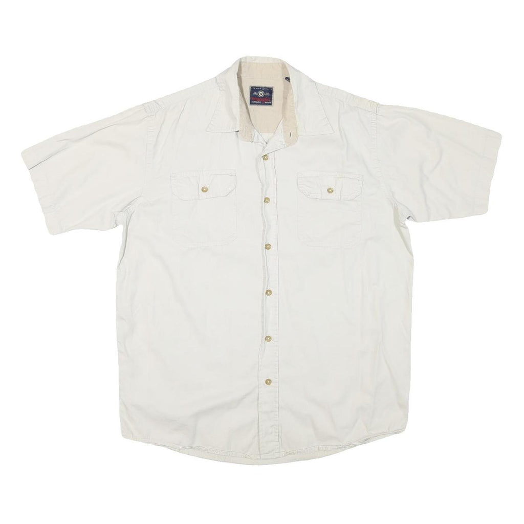 WRANGLER Mens White Short Sleeve Shirt M Cotton Blend Casual Summer