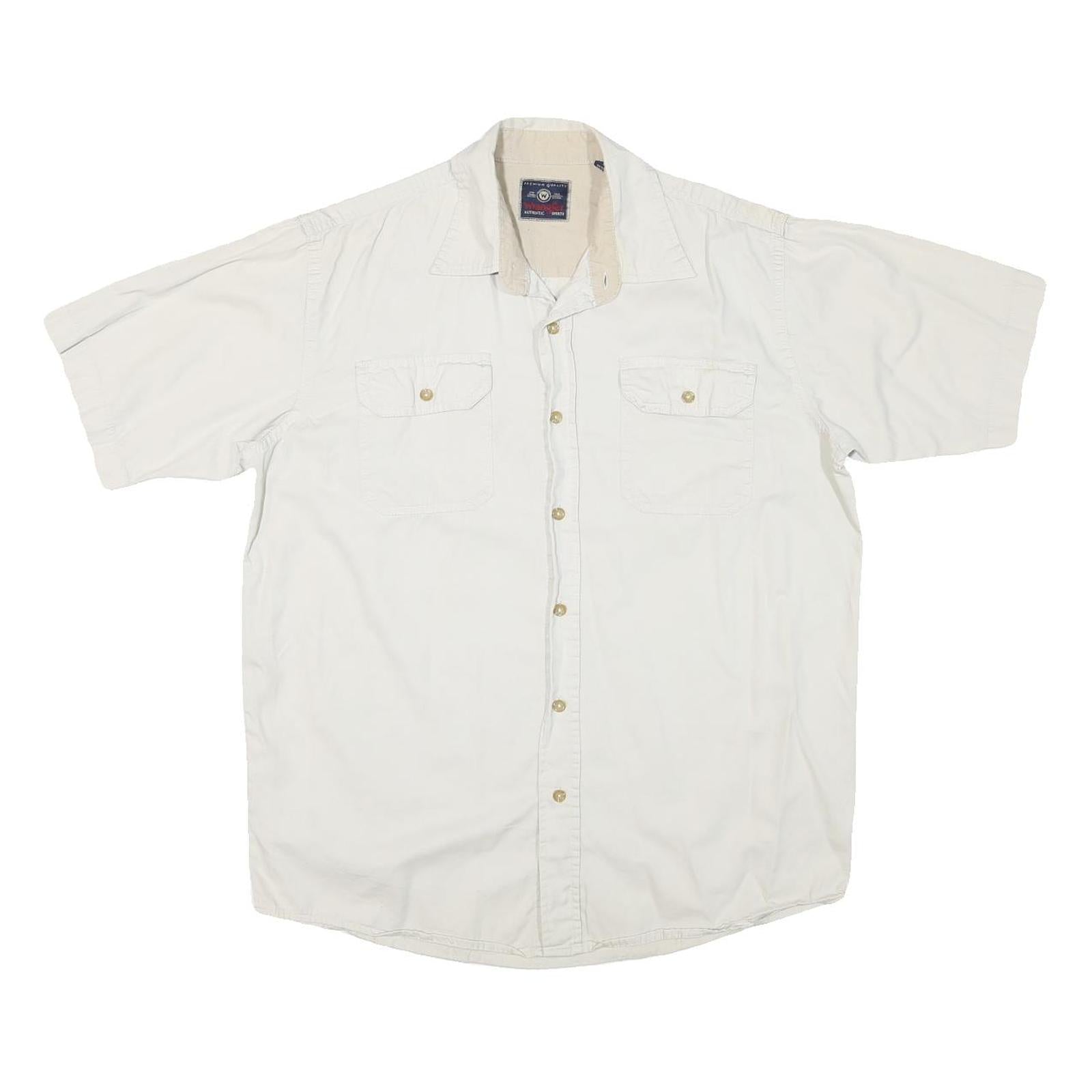 WRANGLER Mens White Short Sleeve Shirt M Cotton Blend Casual Summer