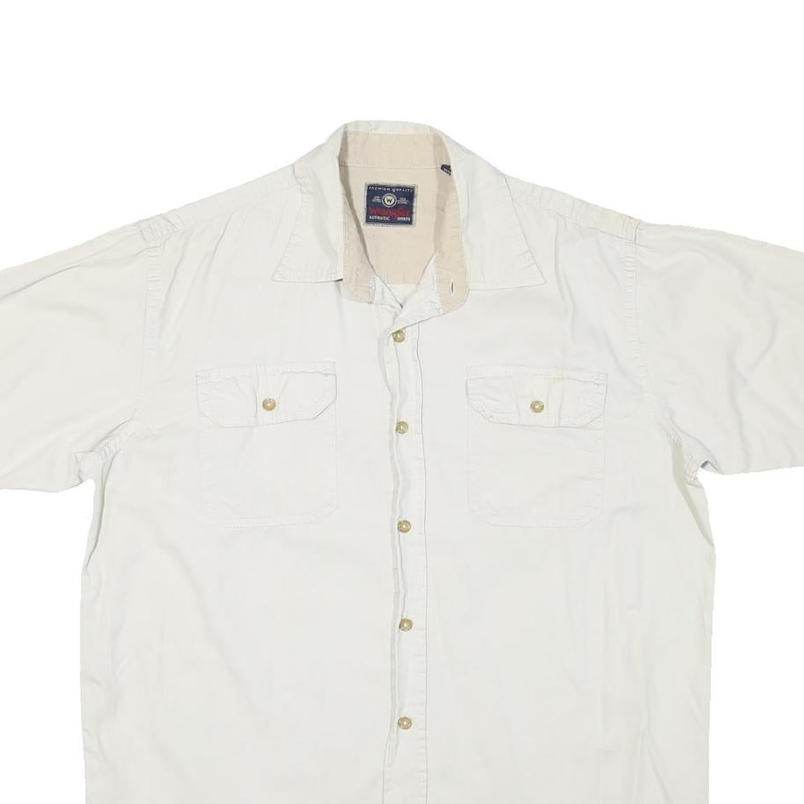 WRANGLER Mens White Short Sleeve Shirt M Cotton Blend Casual Summer