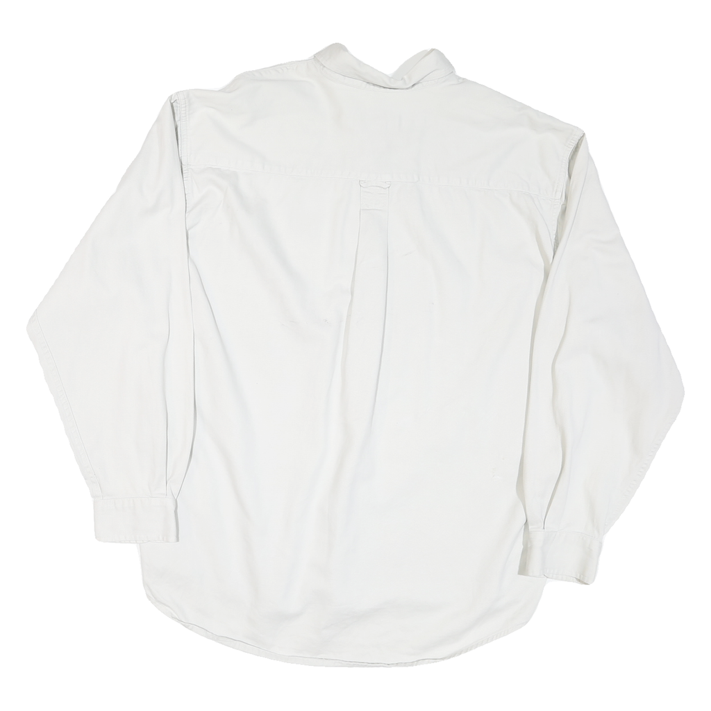 EDDIE BAUER Mens White Casual Shirt L Cotton Blend Button-Down Pocket