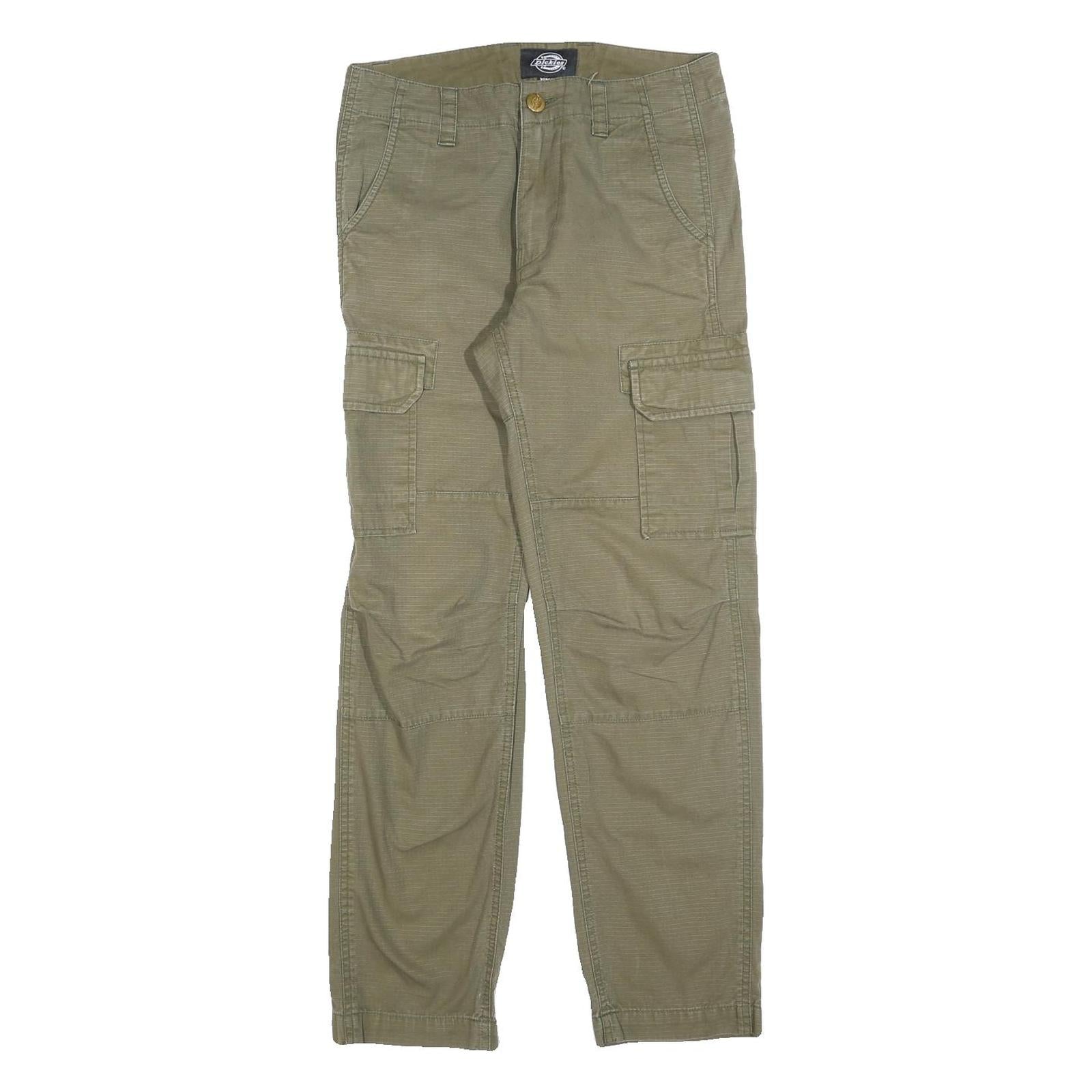 DICKIES Mens Cotton Blend Green Regular Straight Trousers W28 L30 Workwear