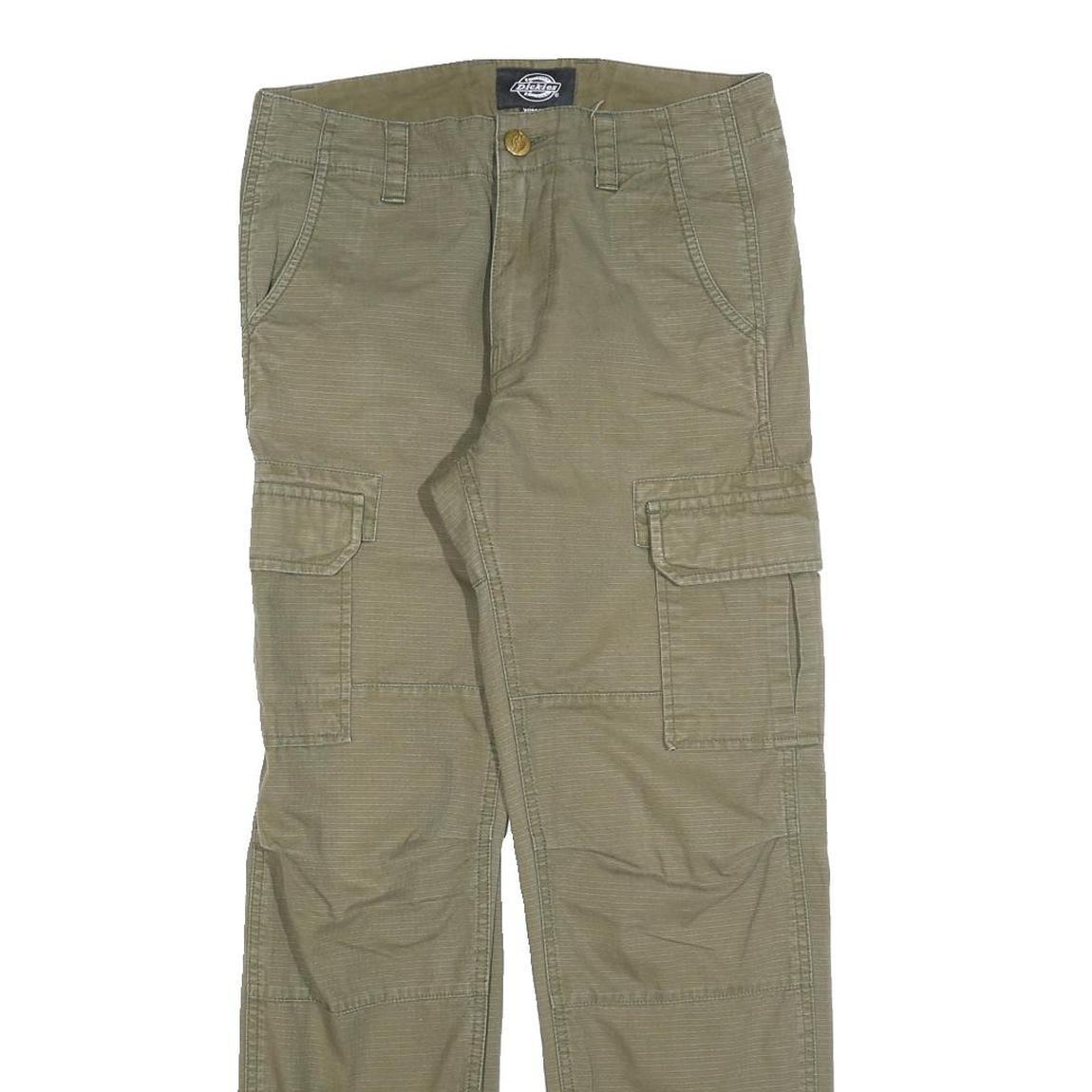 DICKIES Mens Cotton Blend Green Regular Straight Trousers W28 L30 Workwear