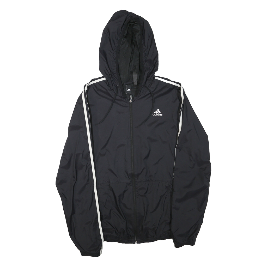 ADIDAS Mens Black & White Lightweight Zip Jacket L Polyester Blend Sportswear