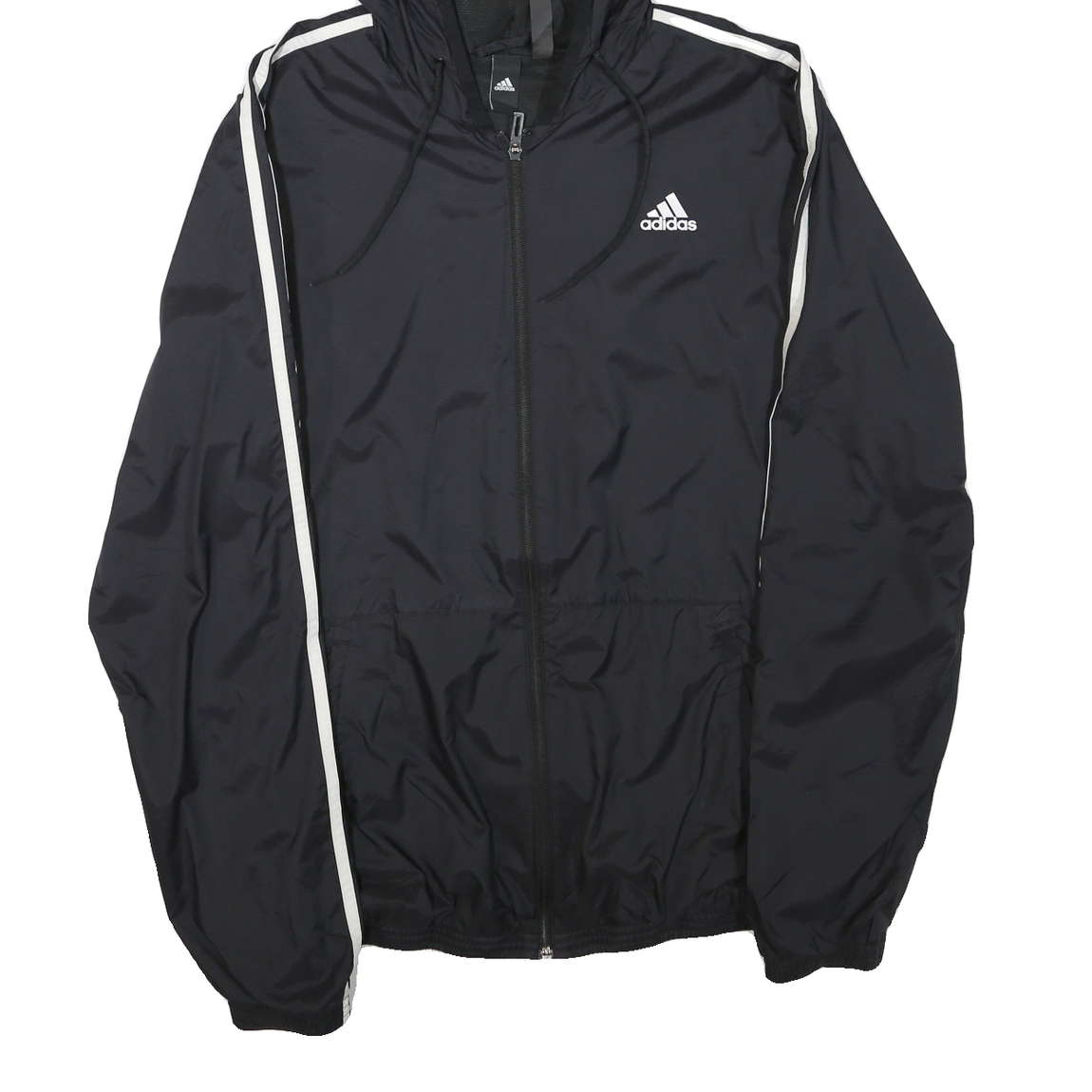 ADIDAS Mens Black & White Lightweight Zip Jacket L Polyester Blend Sportswear