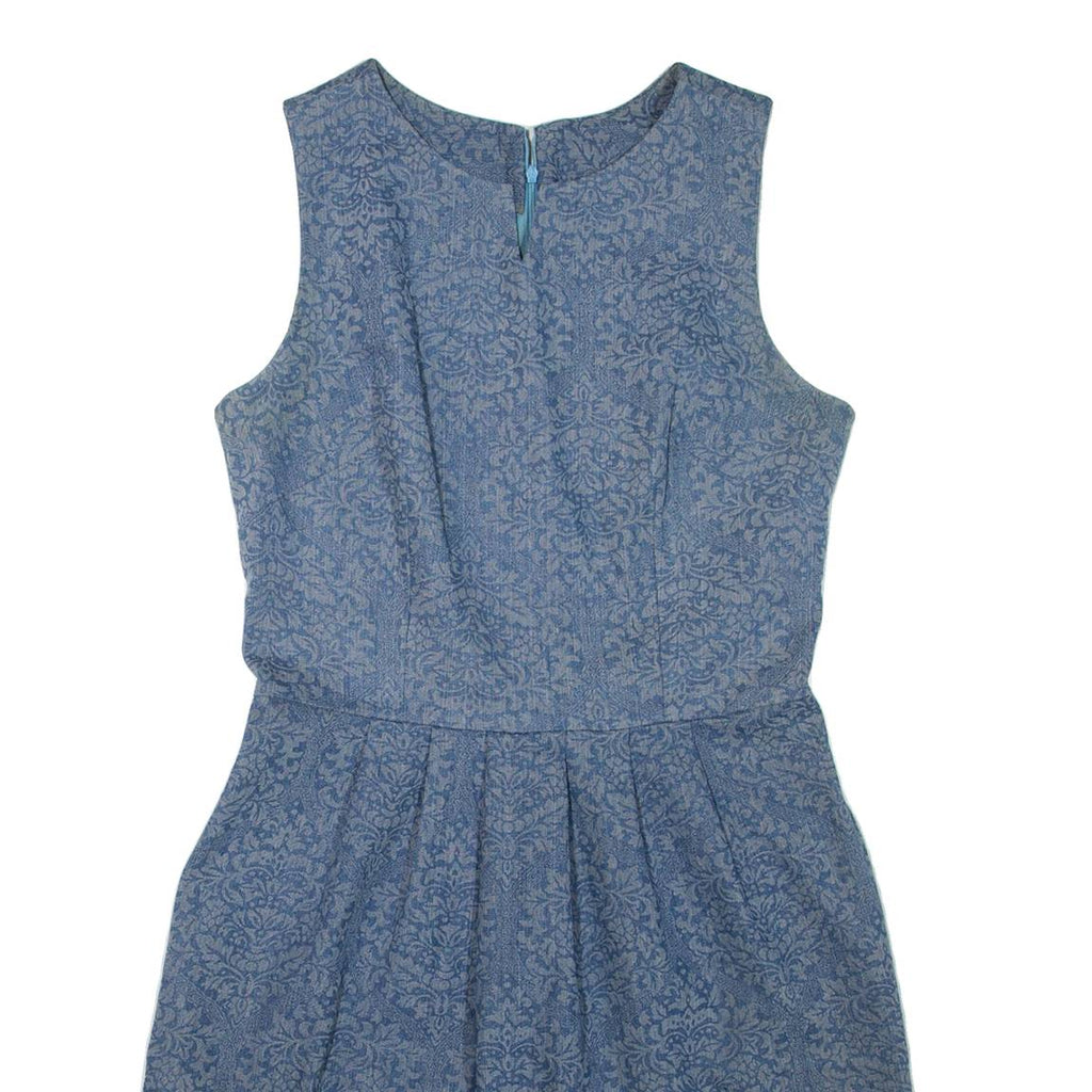 Womens Day Dress Grey Floral Sleeveless Short M
