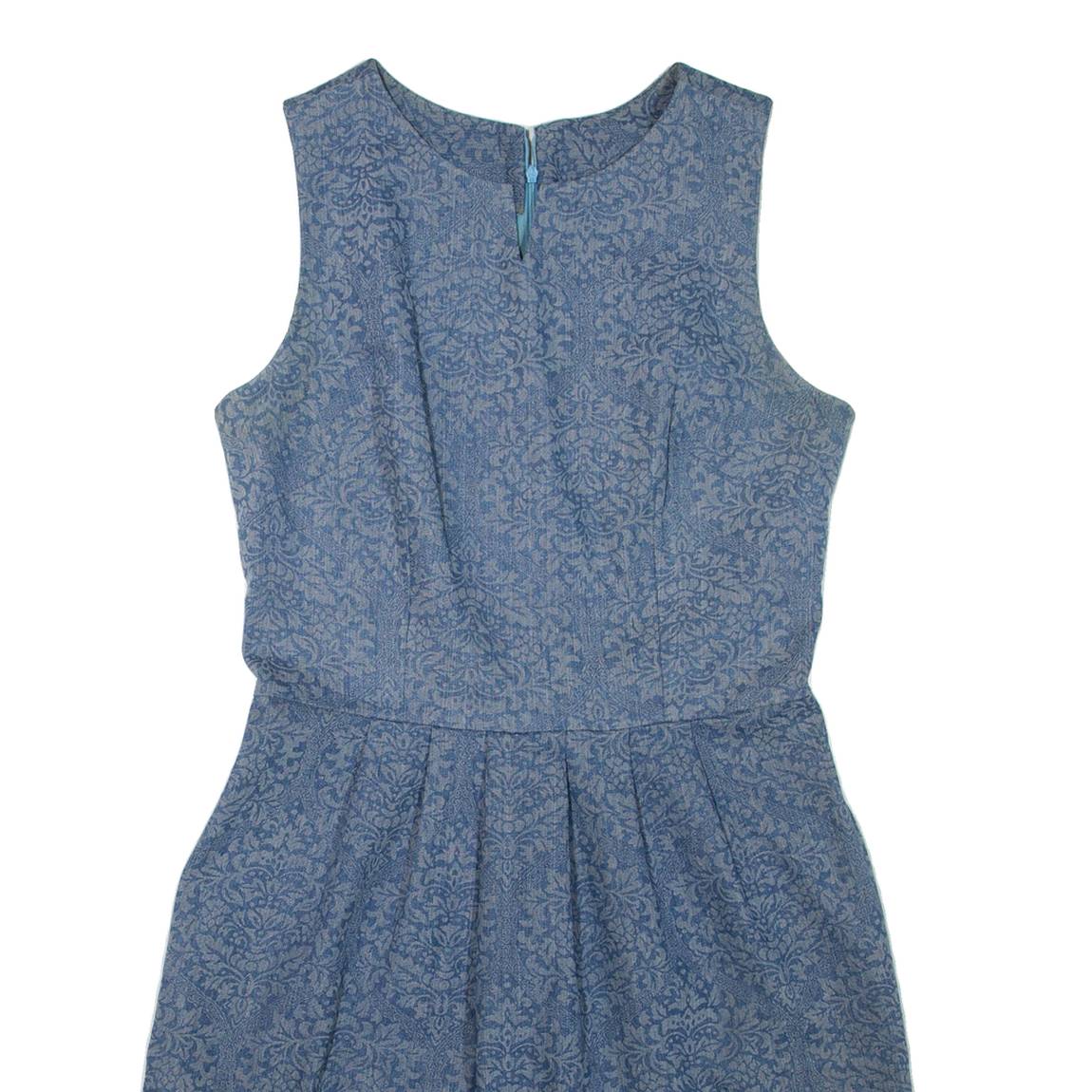 Womens Day Dress Grey Floral Sleeveless Short M