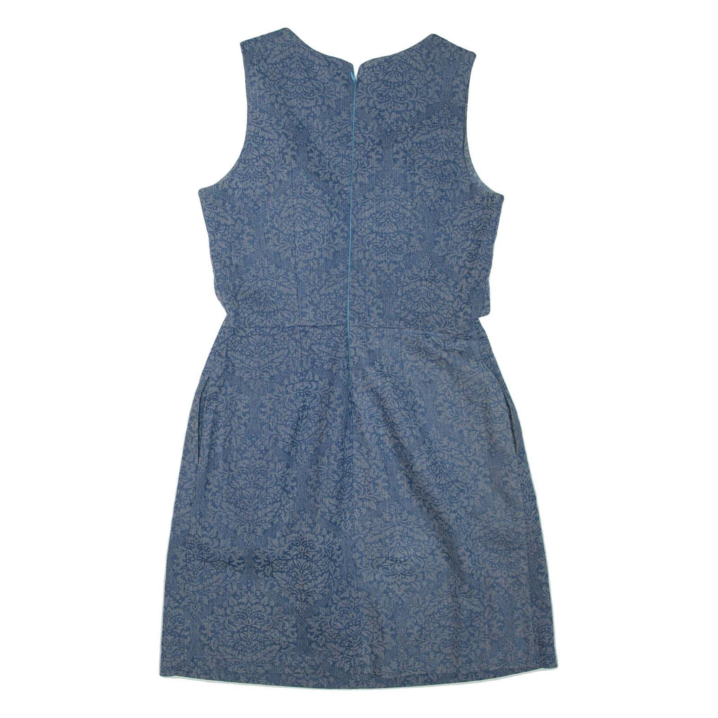 Womens Day Dress Grey Floral Sleeveless Short M