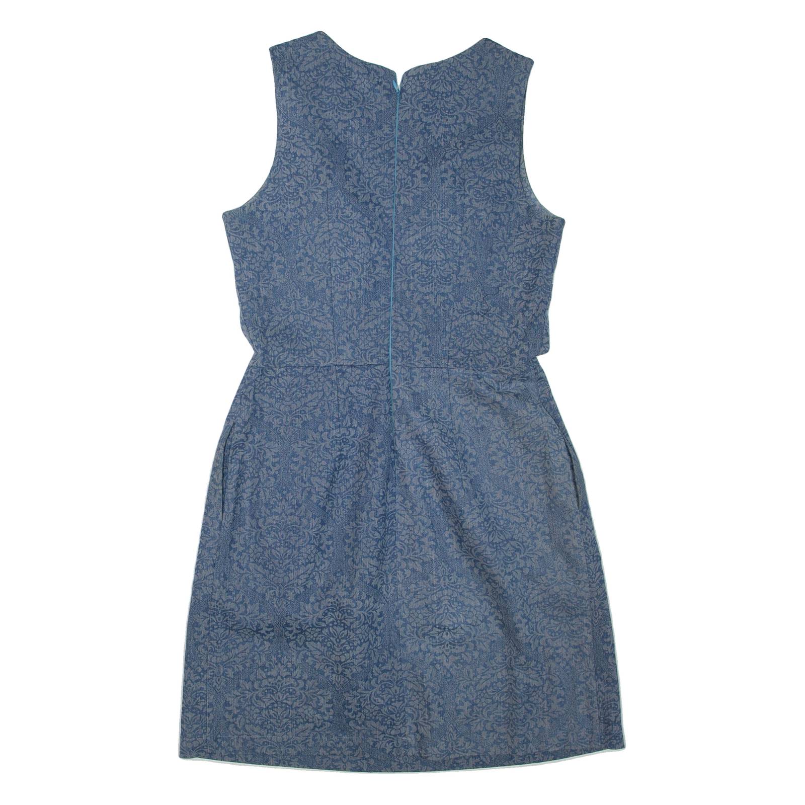 Womens Day Dress Grey Floral Sleeveless Short M