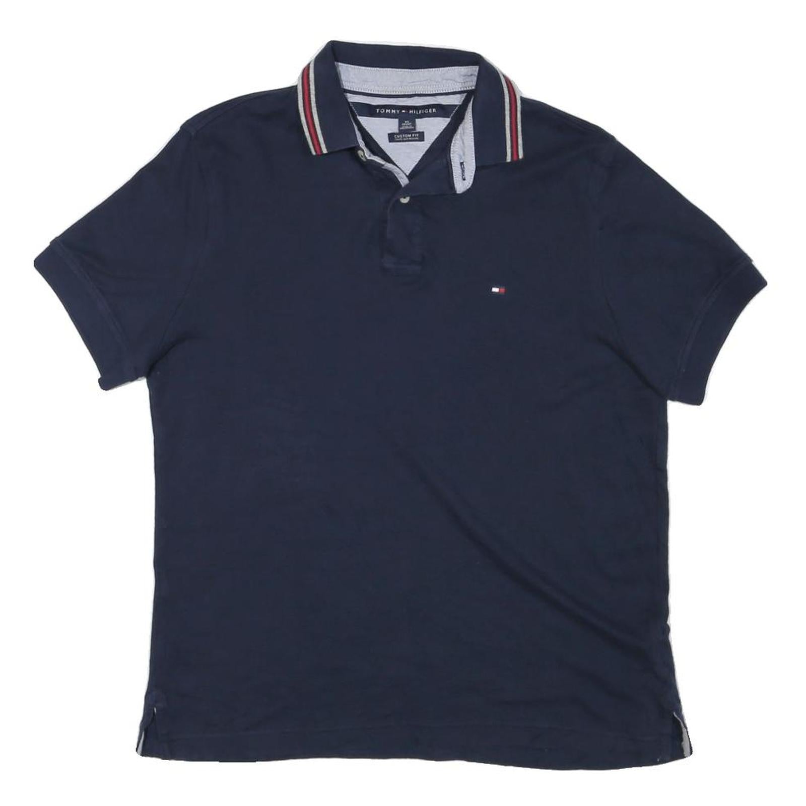 TOMMY HILFIGER Mens Blue Polo Shirt XS Cotton Blend Short Sleeve Classic Fit