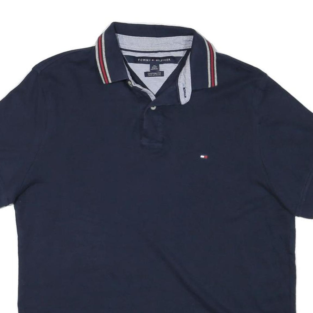 TOMMY HILFIGER Mens Blue Polo Shirt XS Cotton Blend Short Sleeve Classic Fit