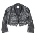 ZARA Womens Black Biker Faux Leather Jacket L Tailored Plain Button Closure