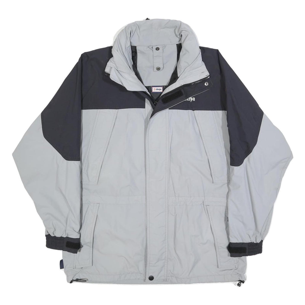 SHERPA Mens Grey & Black Outdoor Jacket L Polyester Blend Zip Pockets