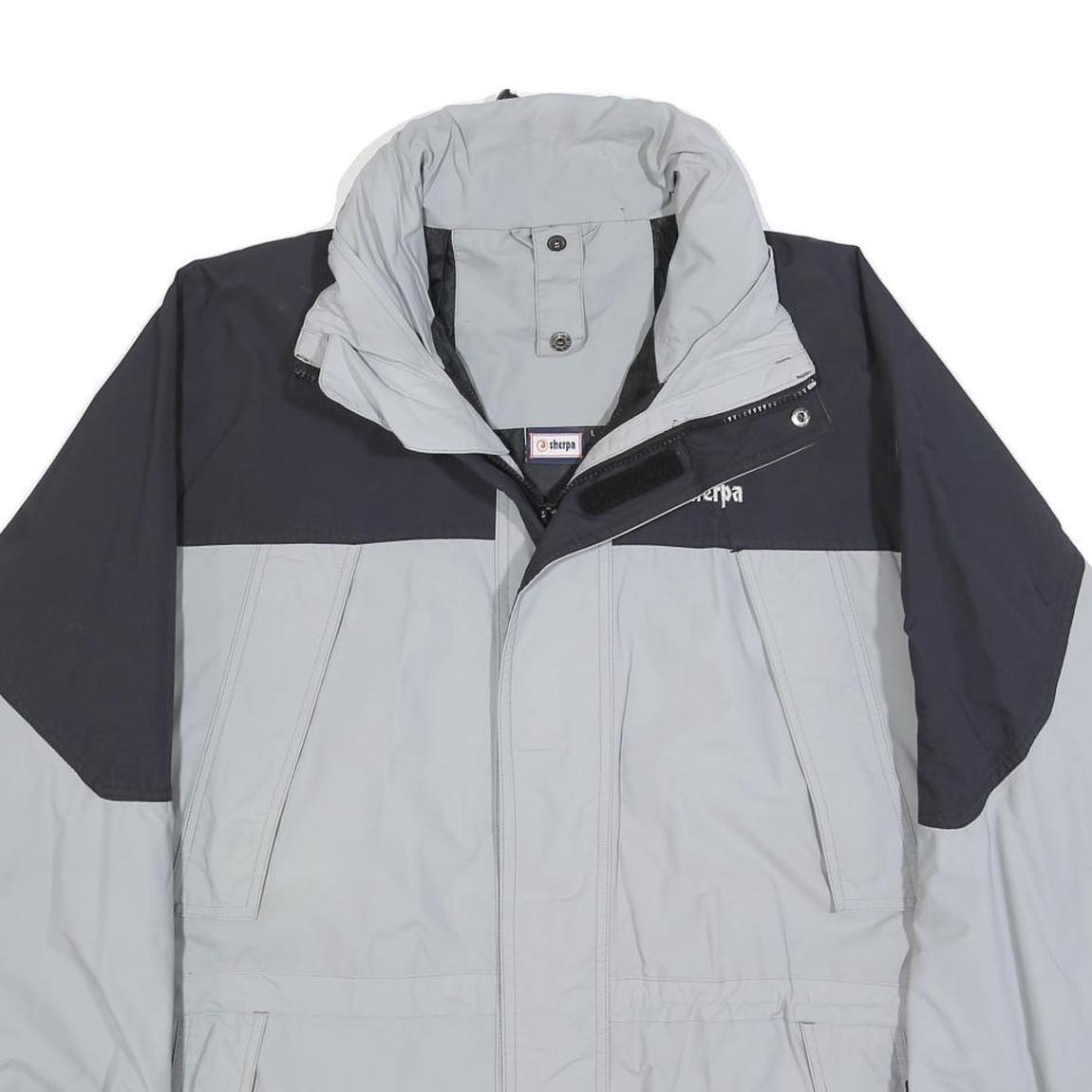 SHERPA Mens Grey & Black Outdoor Jacket L Polyester Blend Zip Pockets