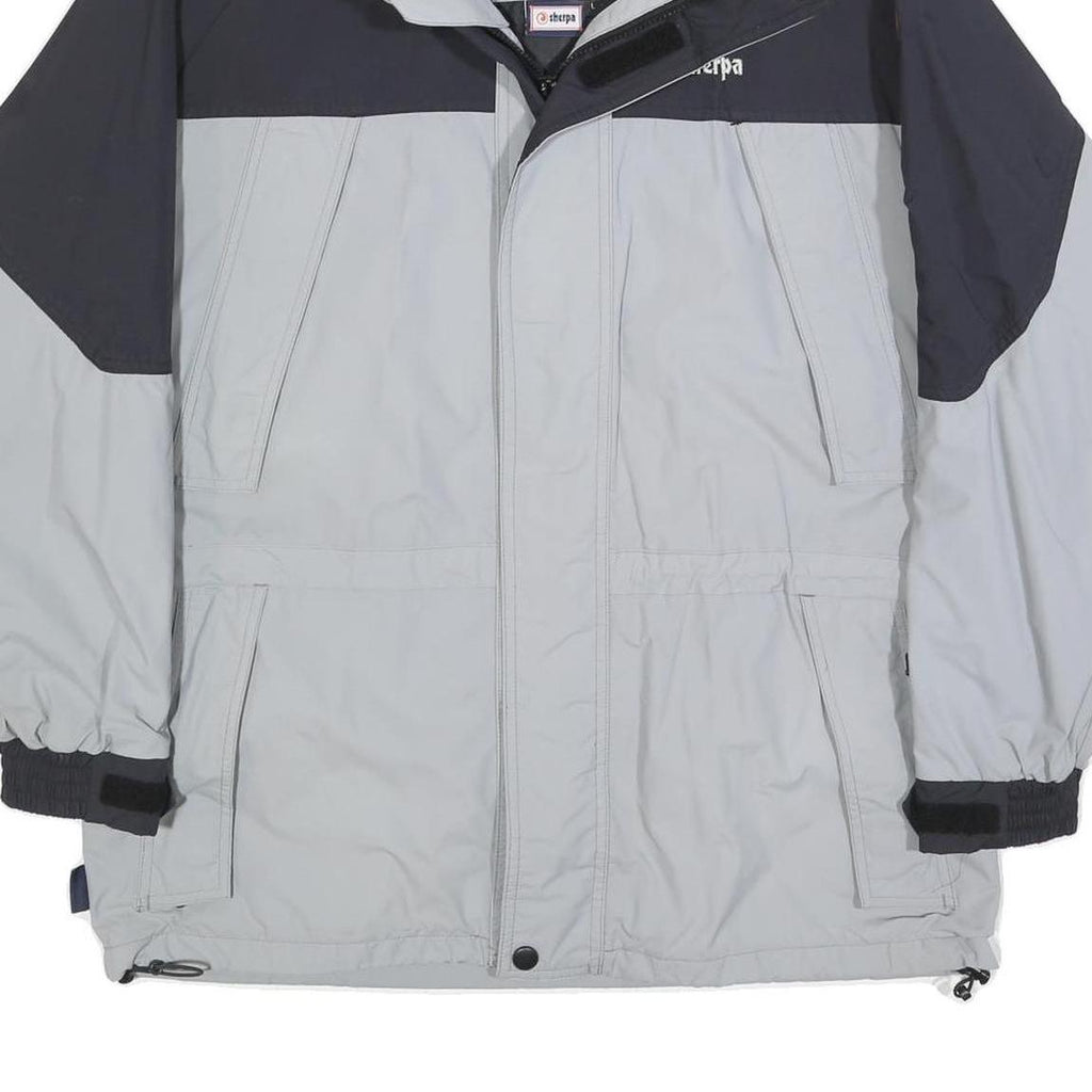 SHERPA Mens Grey & Black Outdoor Jacket L Polyester Blend Zip Pockets