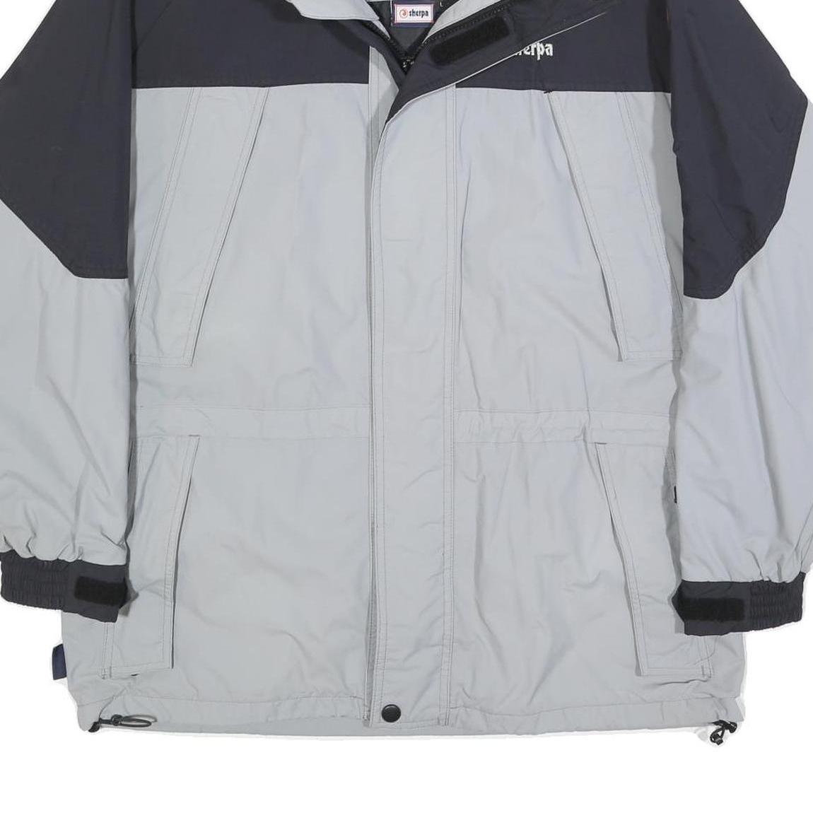 SHERPA Mens Grey & Black Outdoor Jacket L Polyester Blend Zip Pockets