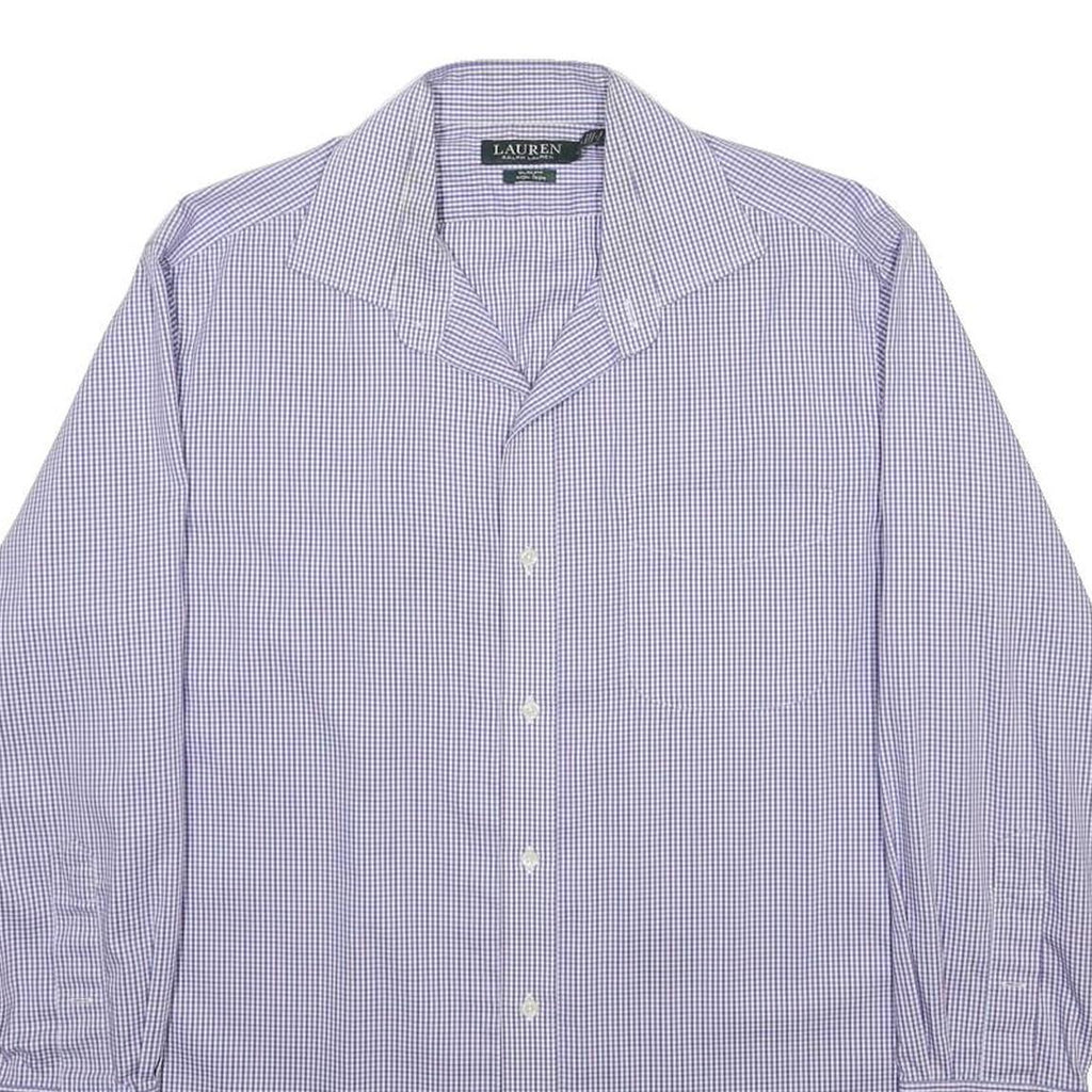 LAUREN RALPH LAUREN Mens Blue Check Shirt XL Classic Button Down Cotton Long
