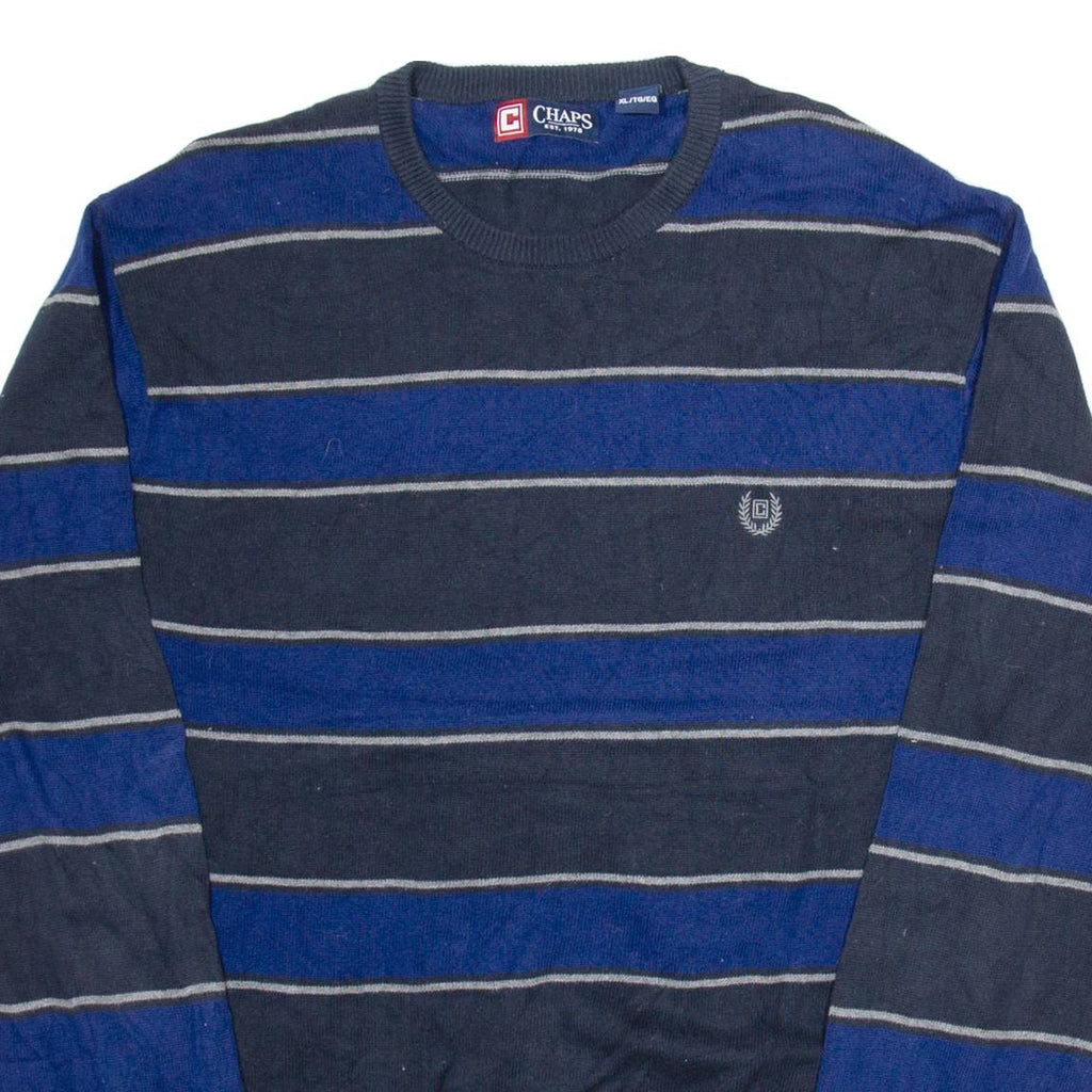 CHAPS Mens Jumper Blue Striped Tight Knit XL