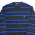 CHAPS Mens Jumper Blue Striped Tight Knit XL
