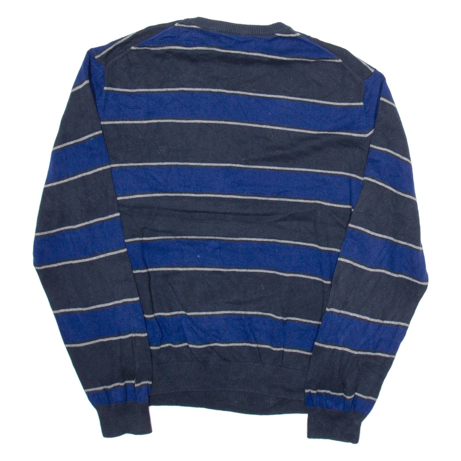 CHAPS Mens Jumper Blue Striped Tight Knit XL