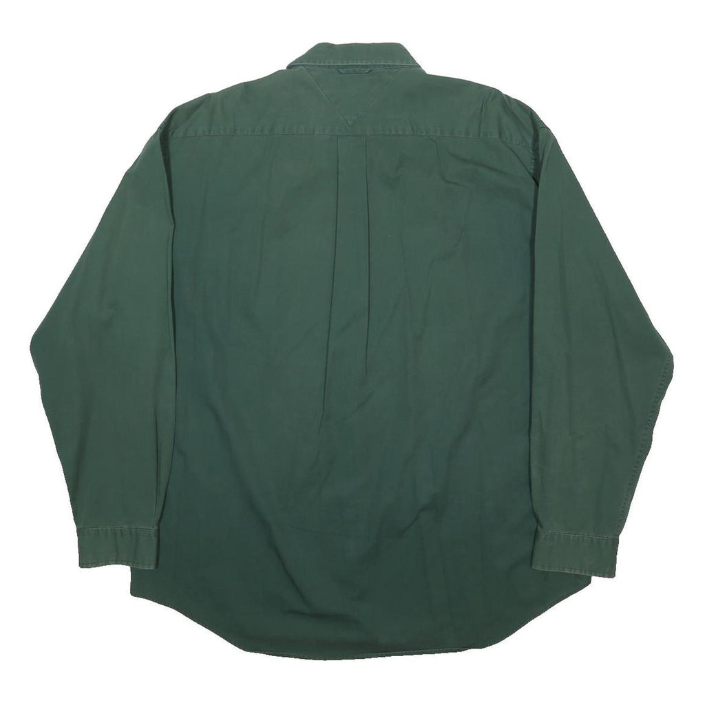 TOMMY HILFIGER Mens Green Cotton Shirt XL Casual Classic Button Up